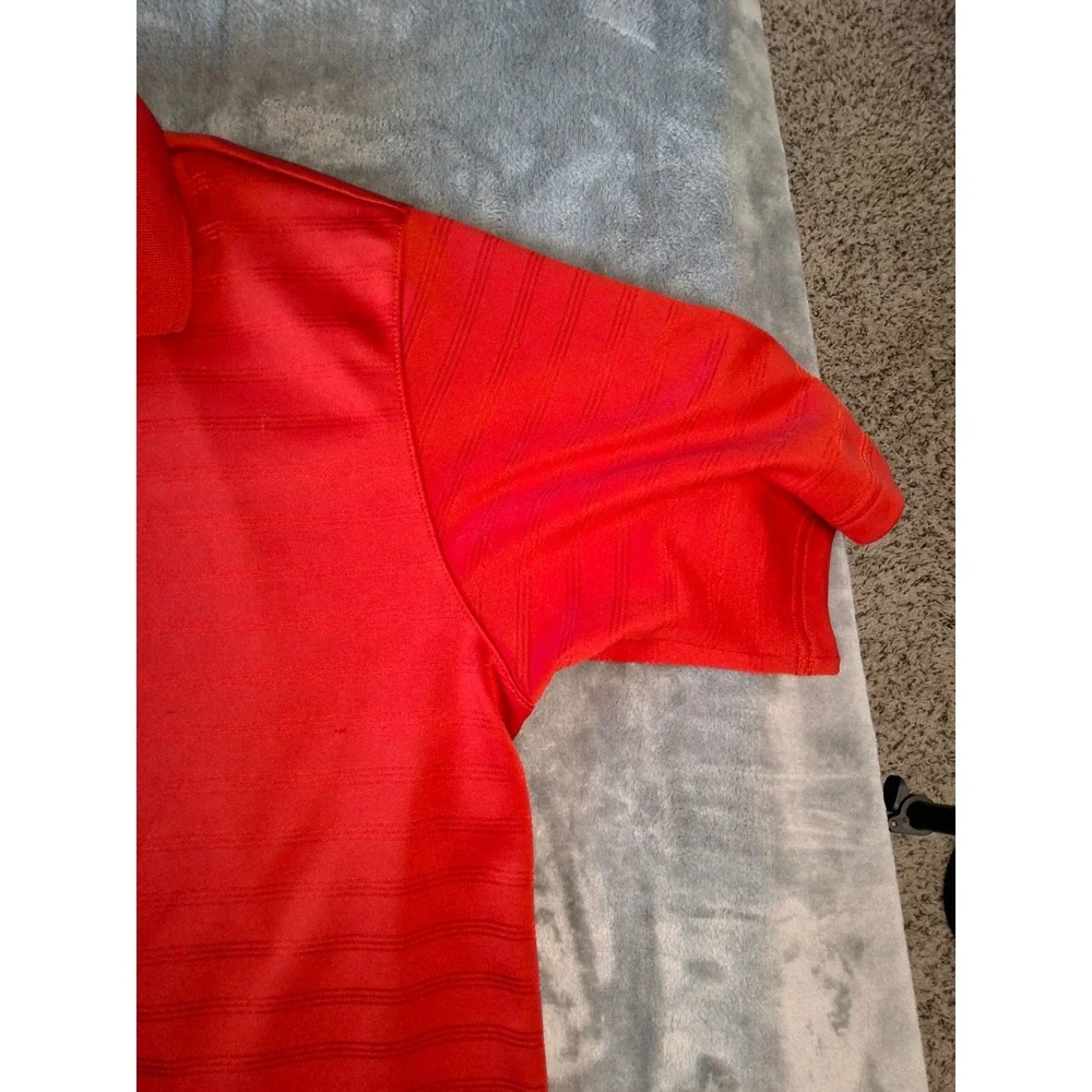 Adidas Mens Red Striped‎ Short Sleeve Polo Shirt Large O26176 Athletic Golf